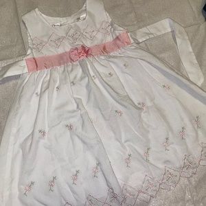 B.T Kids White & Light Pink Baby Girl Dress